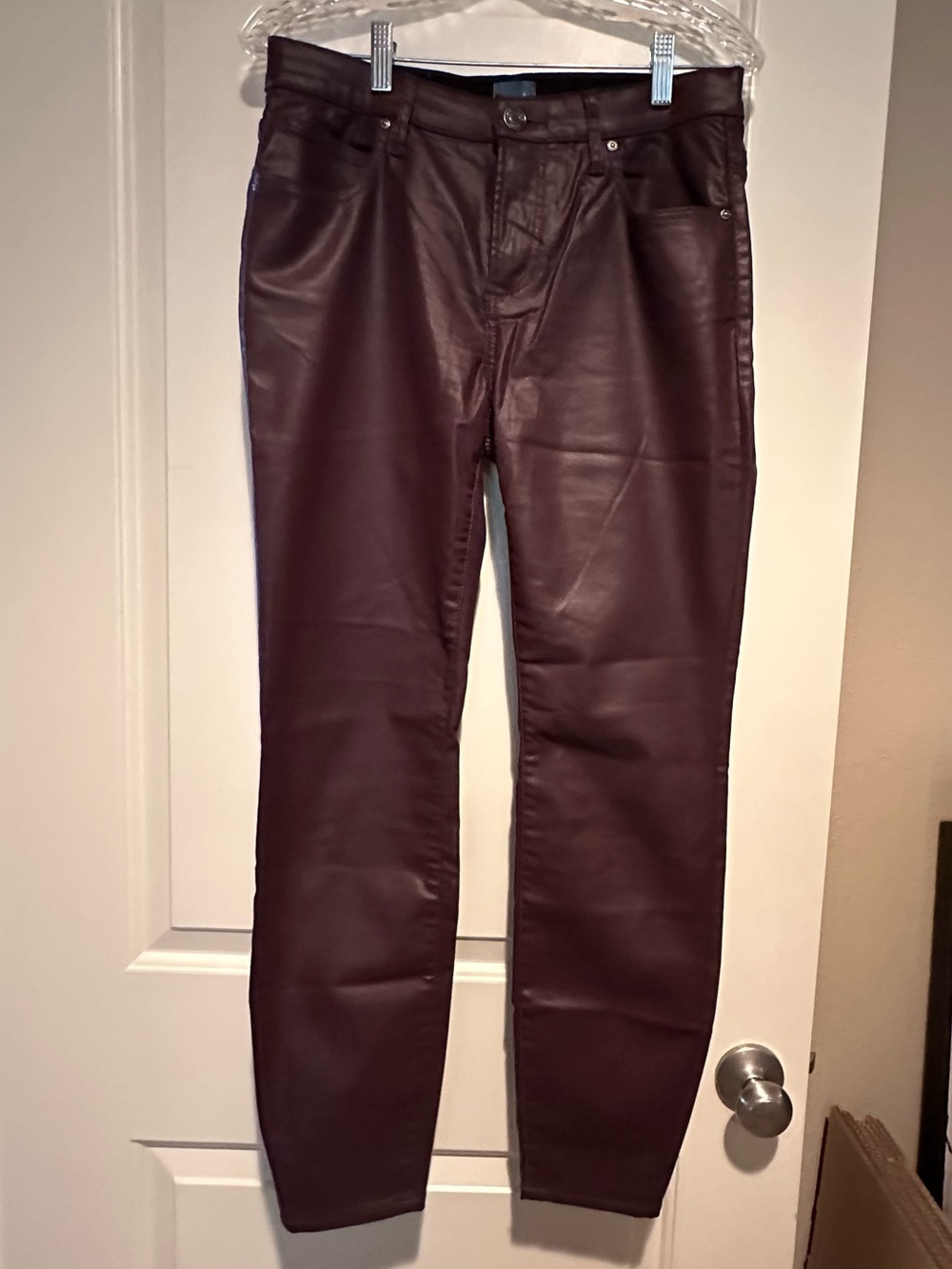 Jag Coated Denim Skinny Pants - Deep Burgundy